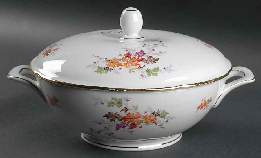 Autumn (Rim, Gold Trim) Round Covered Vegetable by Winterling - Bavaria-1