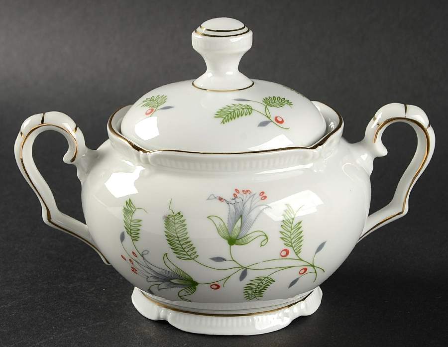 B. Fern (Scalloped) Sugar Bowl & Lid by Winterling - Bavaria-1