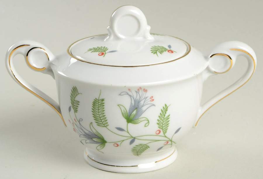 B. Fern (Smooth) Mini Sugar Bowl & Lid by Winterling - Bavaria-1
