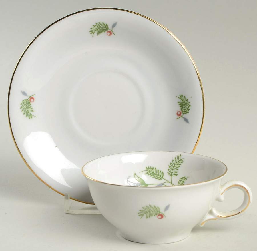 B. Fern (Smooth) Flat Demitasse Cup & Saucer Set by Winterling - Bavaria-1