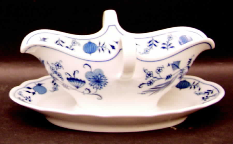 Blue Onion Gravy Boat with Attached Underplate by Winterling - Bavaria-1