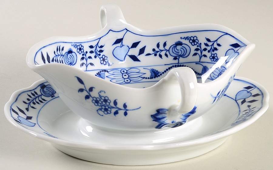 Blue Onion Gravy Boat with Attached Underplate by Winterling - Bavaria-1