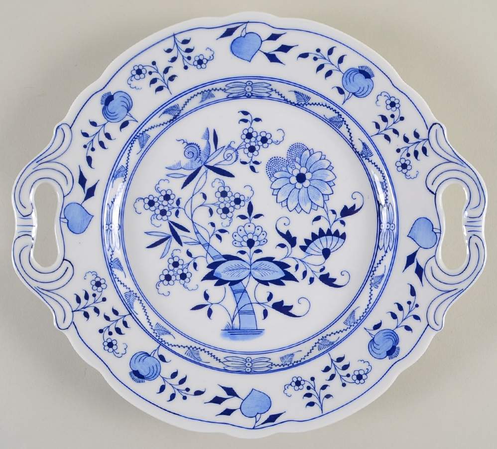 Blue Onion Handled Cake Plate by Winterling - Bavaria-1
