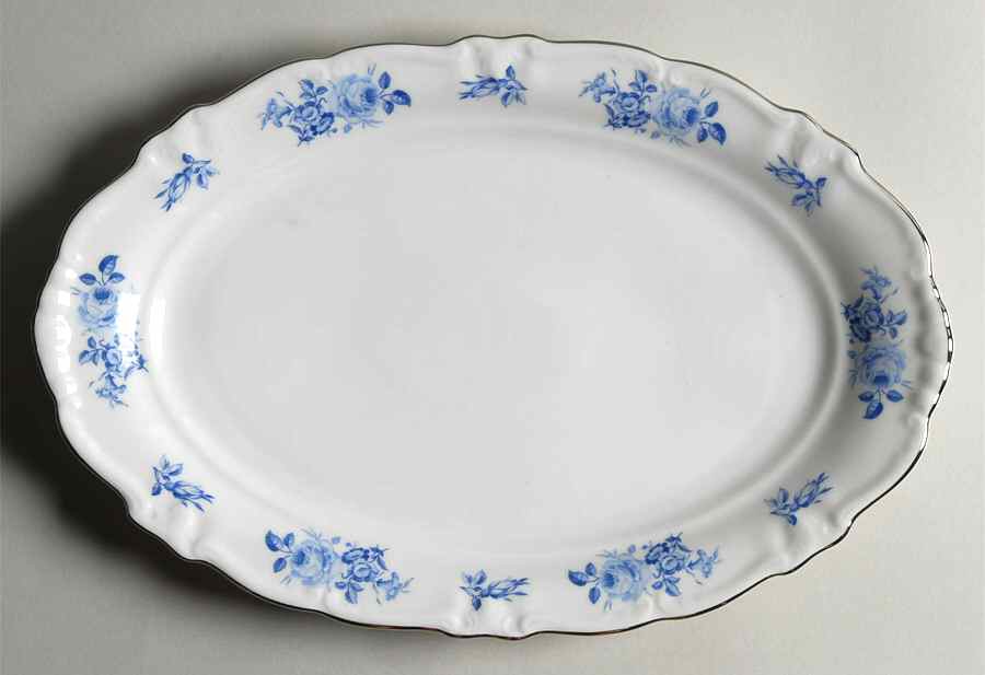 Blue Rose 15" Oval Serving Platter by Winterling - Bavaria-1