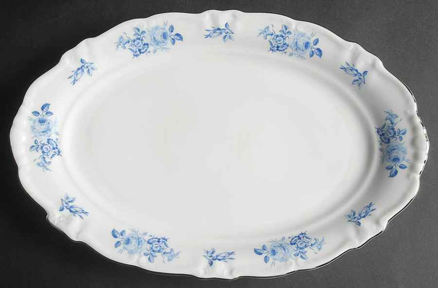 Blue Rose 12" Oval Serving Platter by Winterling - Bavaria-1