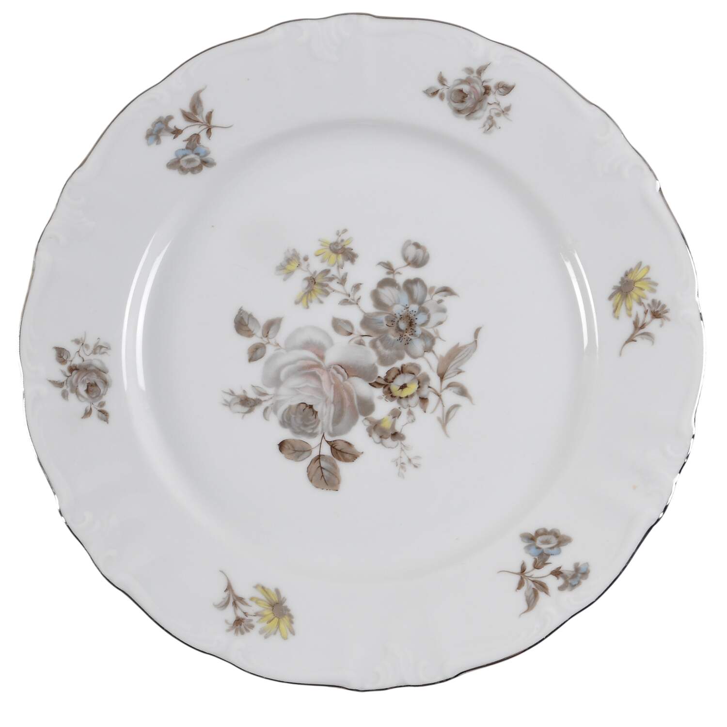 Brown Bouquet (Platinum Trim) Dinner Plate by Winterling - Bavaria-1