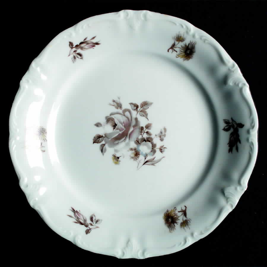 Brown Bouquet (Platinum Trim) Dessert/Pie Plate by Winterling - Bavaria-1