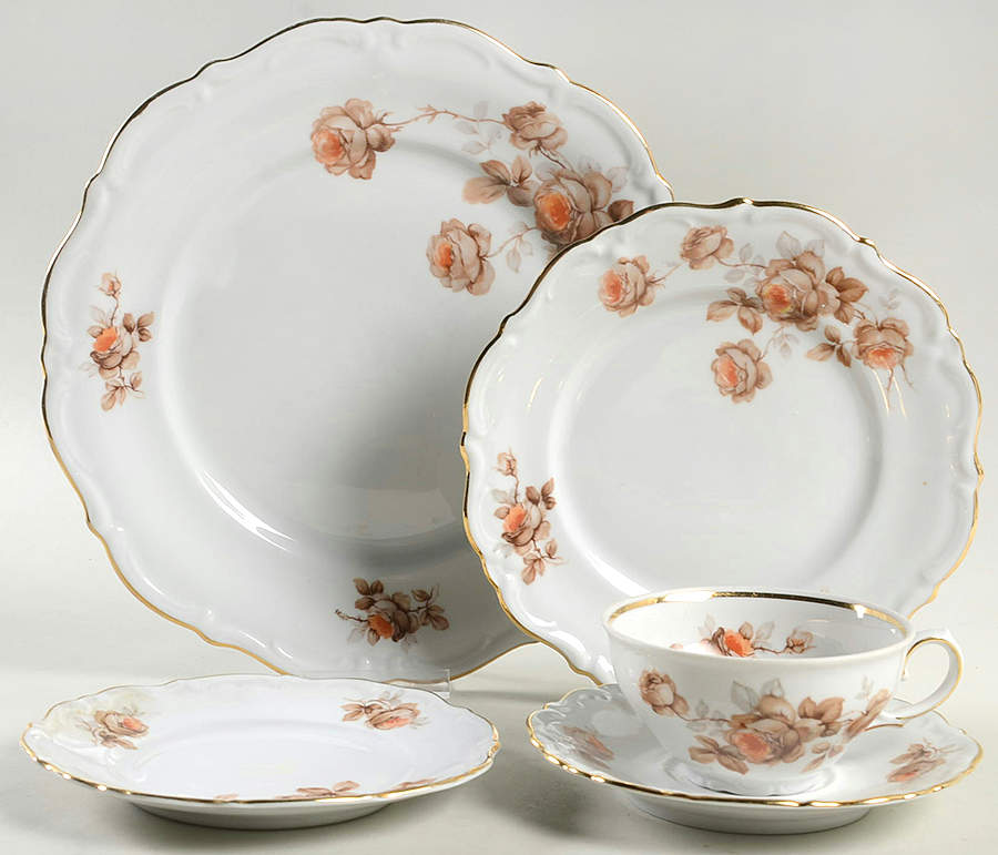 Brown Bouquet (Gold Trim) 5 Piece Place Setting by Winterling - Bavaria-1
