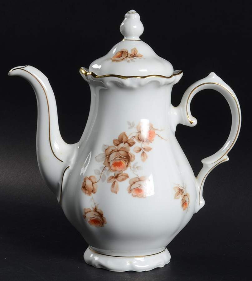 Brown Bouquet (Gold Trim) Coffee Pot & Lid by Winterling - Bavaria-1