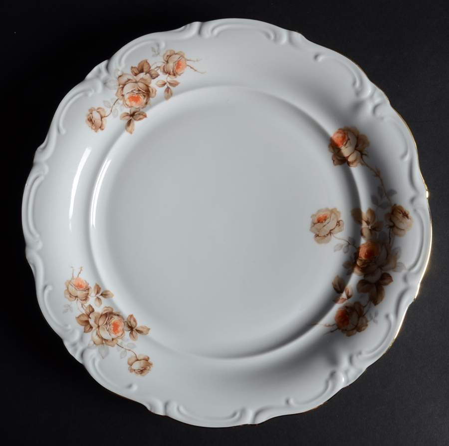 Brown Bouquet (Gold Trim) 12" Chop Plate (Round Platter) by Winterling - Bavaria-1