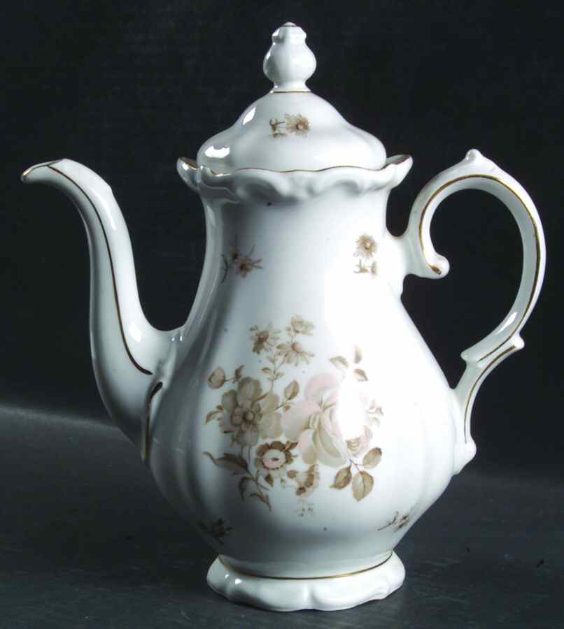 Dawn Rose (Gold Trim) Coffee Pot & Lid by Winterling - Bavaria-1