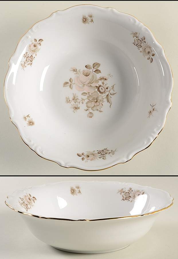 Dawn Rose (Gold Trim) 9" Round Vegetable Bowl by Winterling - Bavaria-1