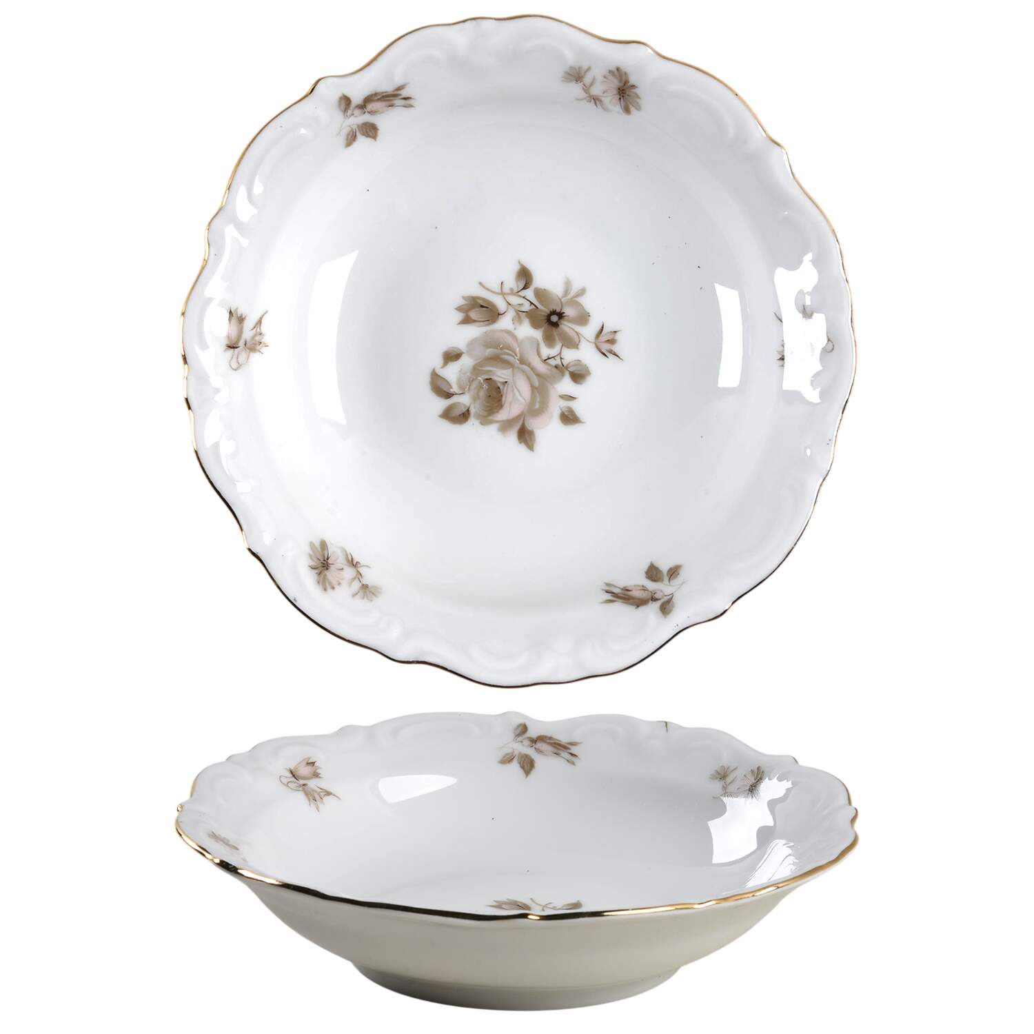Dawn Rose (Gold Trim) Fruit/Dessert (Sauce) Bowl by Winterling - Bavaria-1