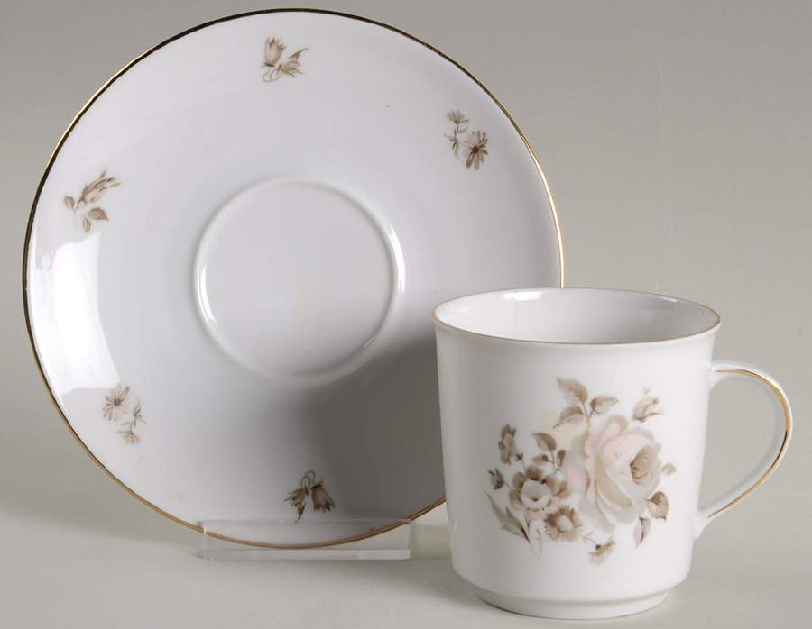Dawn Rose Flat Cup & Saucer Set by Winterling - Bavaria-1