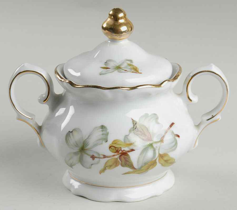 Dogwood (Scalloped, Rim) Sugar Bowl & Lid by Winterling - Bavaria-1