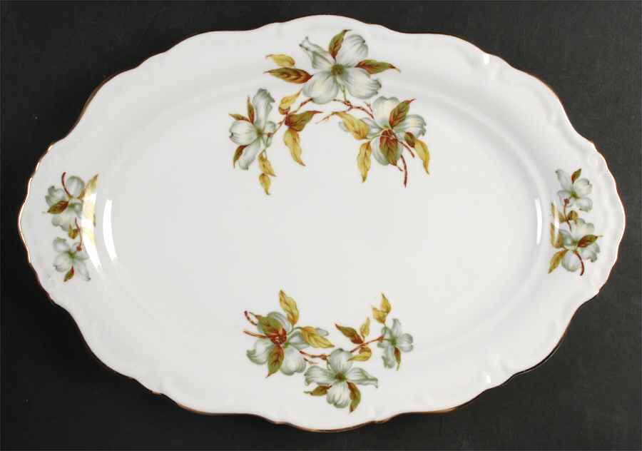 Dogwood (Scalloped, Rim) 15" Oval Serving Platter by Winterling - Bavaria-1