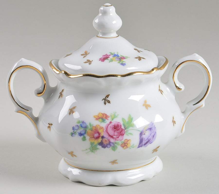 Dresden Rose Sugar Bowl & Lid by Winterling - Bavaria-1