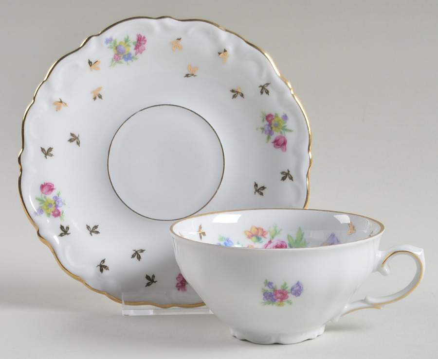 Dresden Rose Flat Cup & Saucer Set by Winterling - Bavaria-1