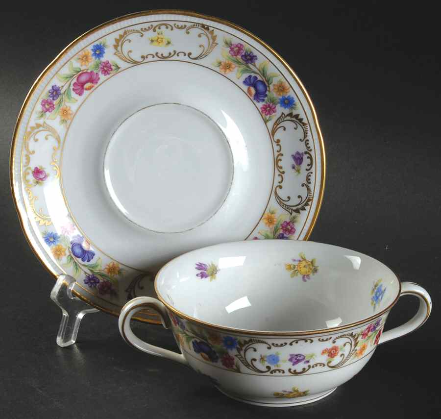 Dresden Rich Flat Cream Soup Bowl & Saucer Set by Winterling - Bavaria-1