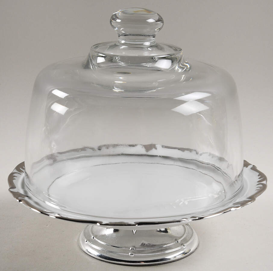 Empire 6 1/2"-7 1/2" Footed Cheese Plate w/ Glass Dome HC by Winterling - Bavaria-1