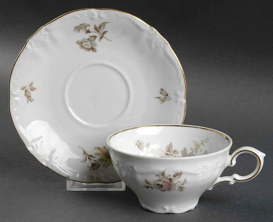 Empress (Gold Trim) Flat Cup & Saucer Set by Winterling - Bavaria-1