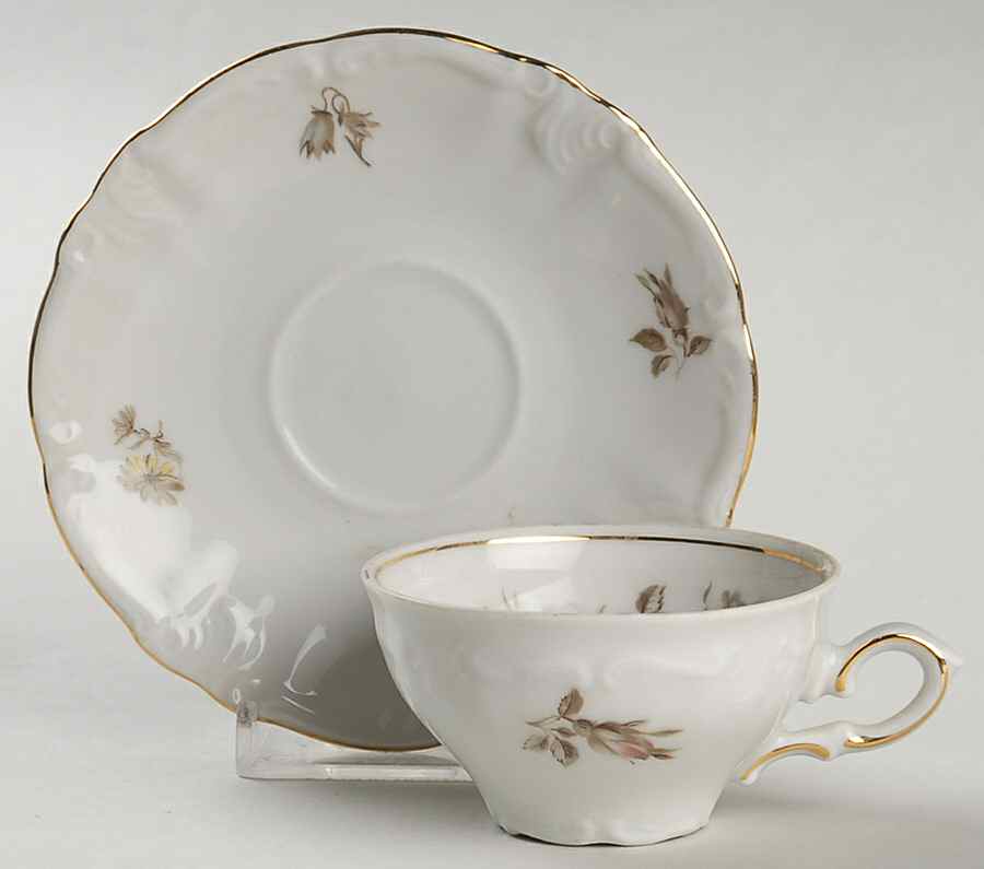 Empress (Gold Trim) Flat Demitasse Cup & Saucer Set by Winterling - Bavaria-1