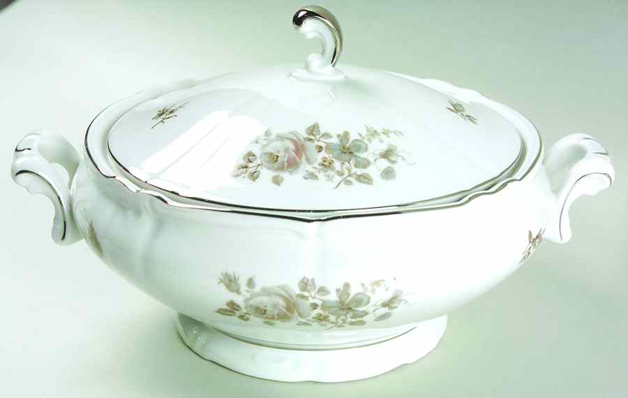 Empress (Platinum Trim) Round Covered Vegetable by Winterling - Bavaria-1