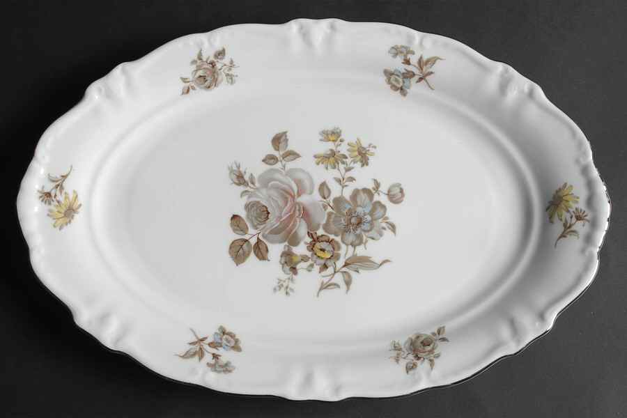 Empress (Platinum Trim) 12" Oval Serving Platter by Winterling - Bavaria-1
