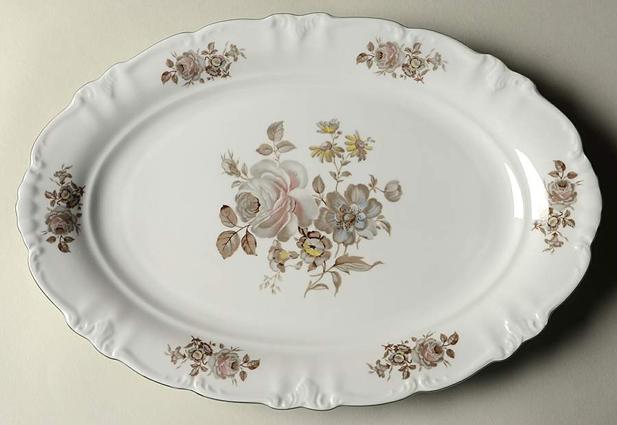 Empress (Platinum Trim) 13" Oval Serving Platter by Winterling - Bavaria-1