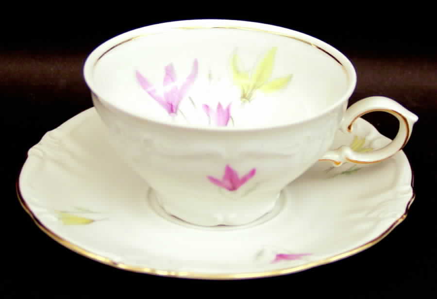 Fantasy (Yellow Flowers) Flat Cup & Saucer Set by Winterling - Bavaria-1