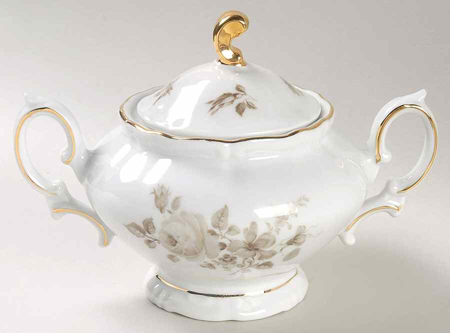 Grey Dawn (Rim) Sugar Bowl & Lid by Winterling - Bavaria-1