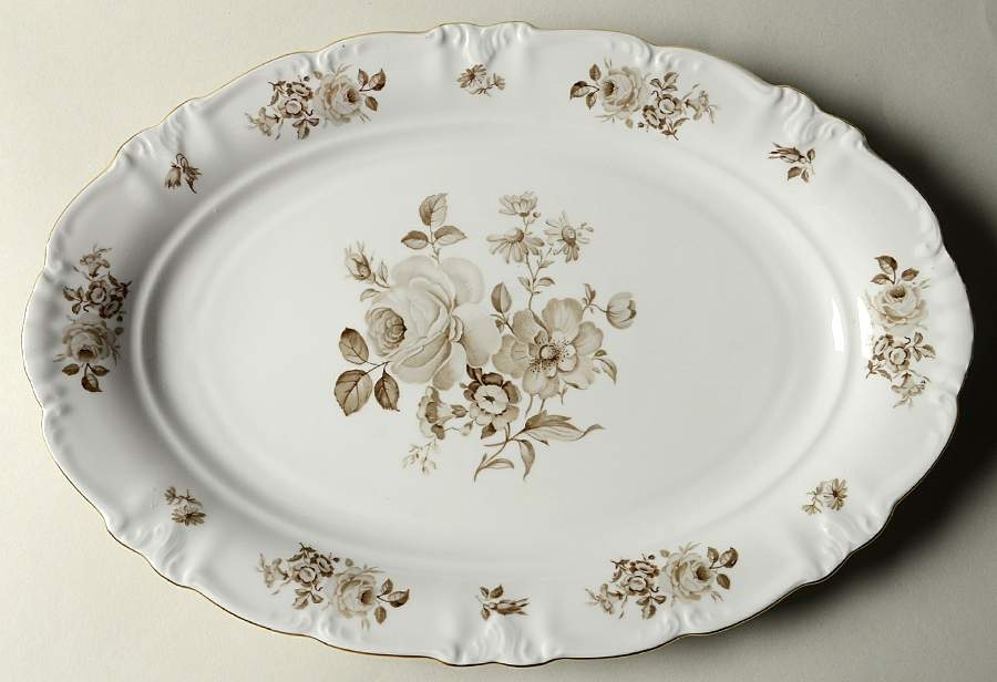 Grey Dawn (Rim) 14" Oval Serving Platter by Winterling - Bavaria-1