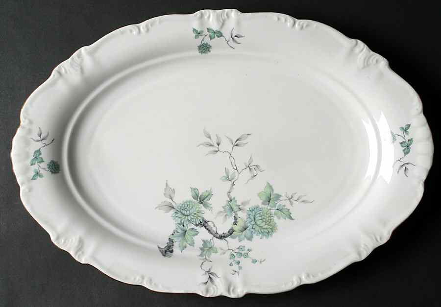 Green Ming (Gold) 15" Oval Serving Platter by Winterling - Bavaria-1