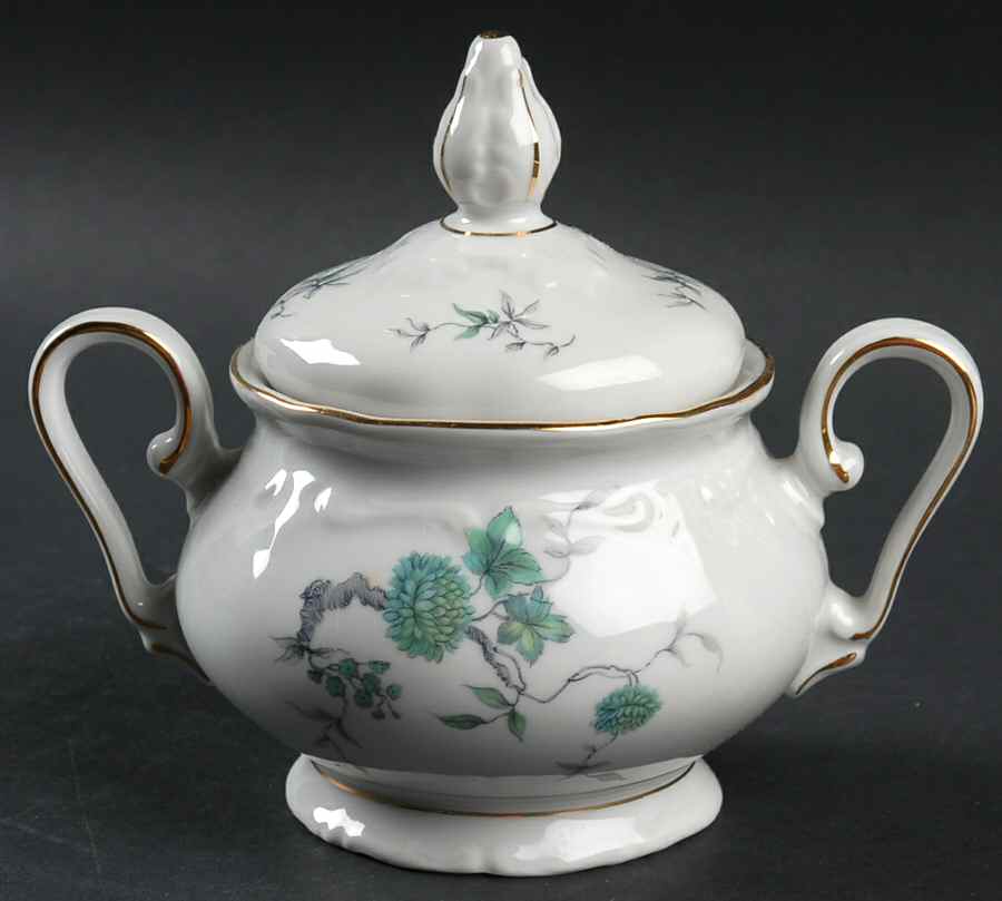 Green Ming (Gold) Sugar Bowl & Lid by Winterling - Bavaria-1