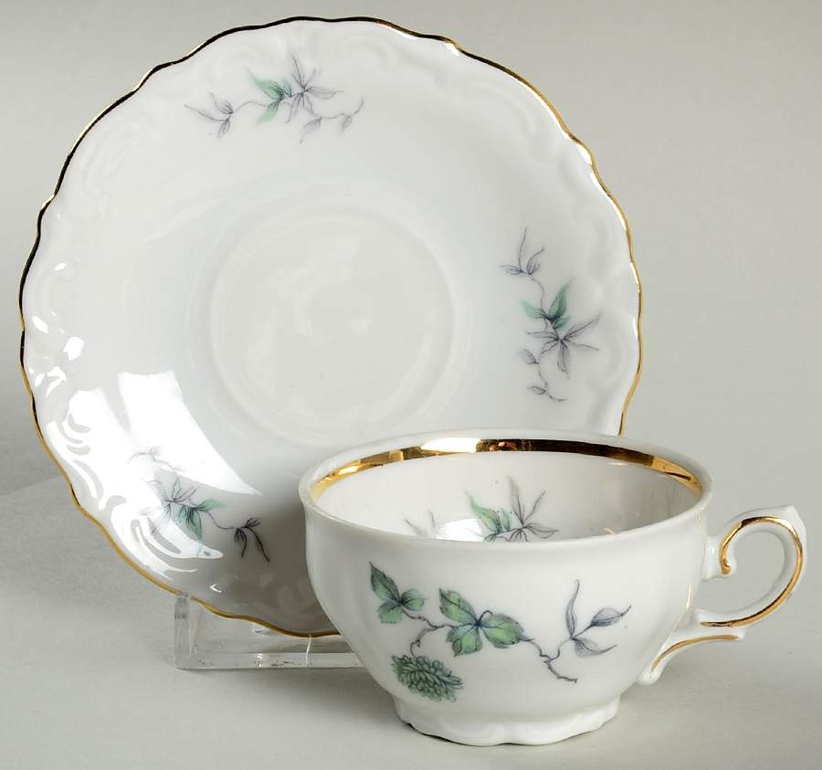Green Ming (Gold) Flat Demitasse Cup & Saucer Set by Winterling - Bavaria-1