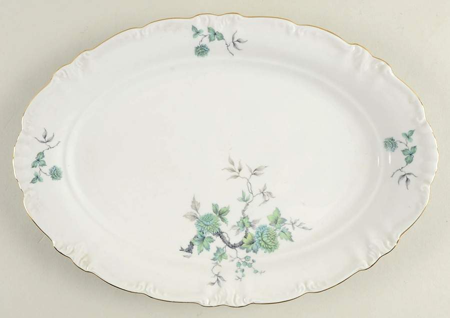 Green Ming (Gold) 14" Oval Serving Platter by Winterling - Bavaria-1