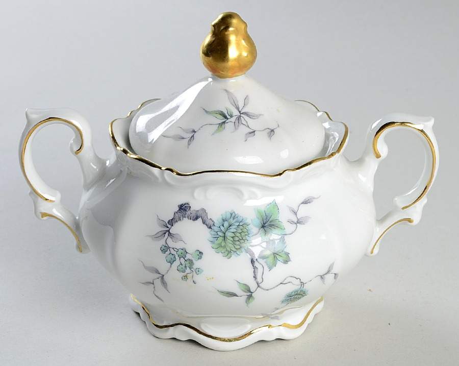 Green Ming (Gold) Sugar Bowl & Lid by Winterling - Bavaria-1