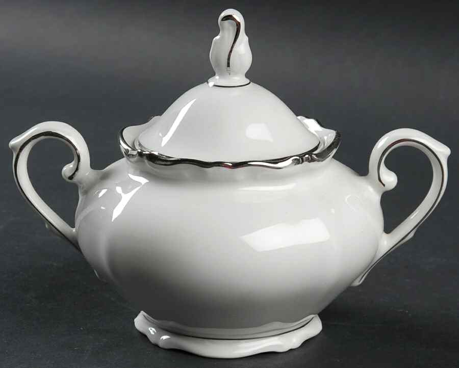 Heirloom Platinum Sugar Bowl & Lid by Winterling - Bavaria-1