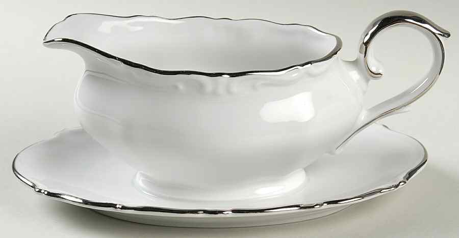Heirloom Platinum Gravy Boat with Attached Underplate by Winterling - Bavaria-1