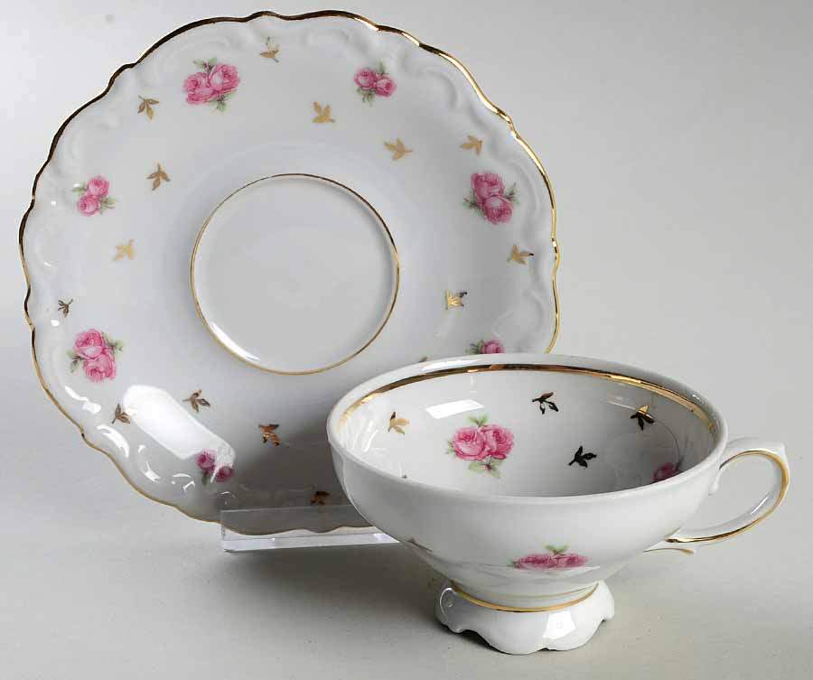Heritage (Rosebuds) Footed Cup & Saucer Set by Winterling - Bavaria-1