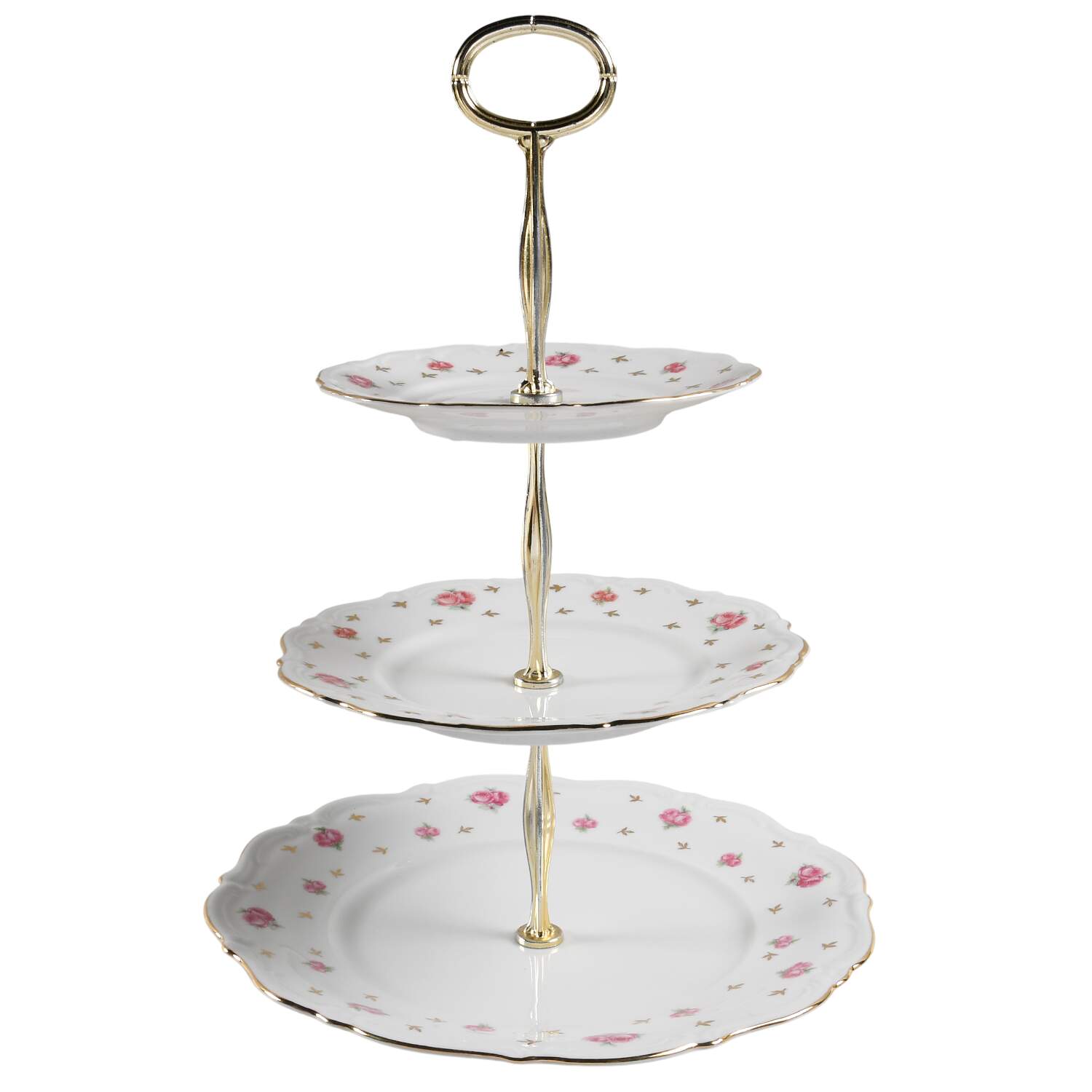 Heritage (Rosebuds) 13 7/8"-14 1/4" 3-Tiered Serving Tray(DP,SP,BB) HC by Winterling - Bavaria-1