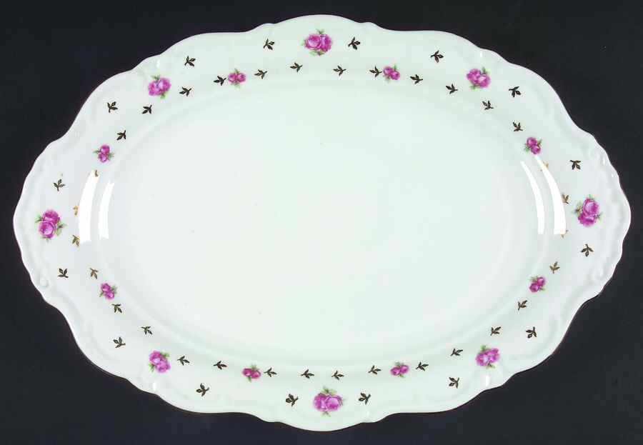 Heritage (Rosebuds) 15" Oval Serving Platter by Winterling - Bavaria-1