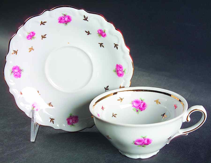 Heritage (Rosebuds) Flat Cup & Saucer Set by Winterling - Bavaria-1