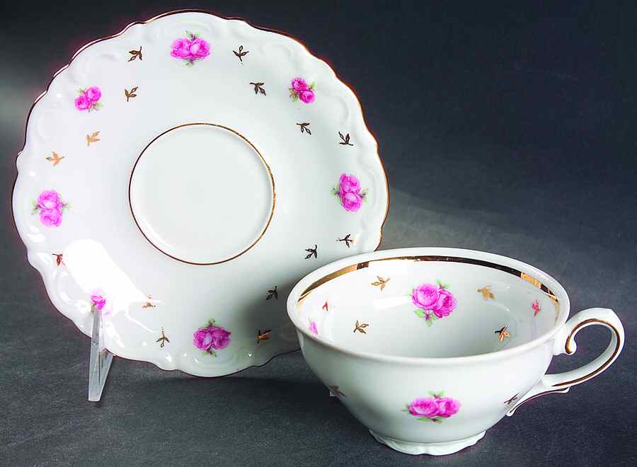 Heritage (Rosebuds) Flat Cup & Saucer Set by Winterling - Bavaria-1
