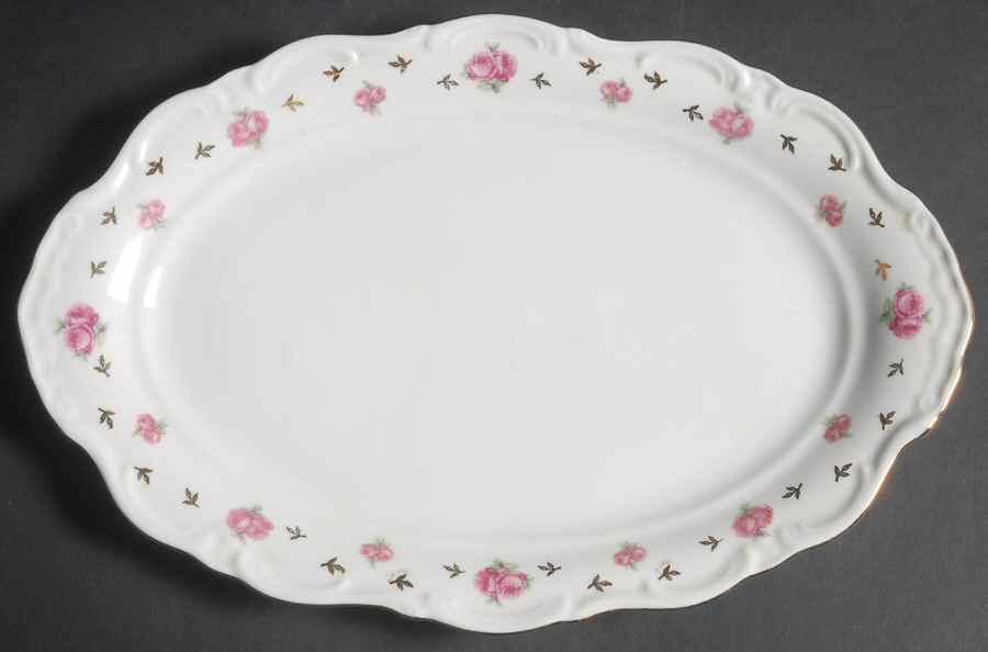 Heritage (Rosebuds) 12" Oval Serving Platter by Winterling - Bavaria-1
