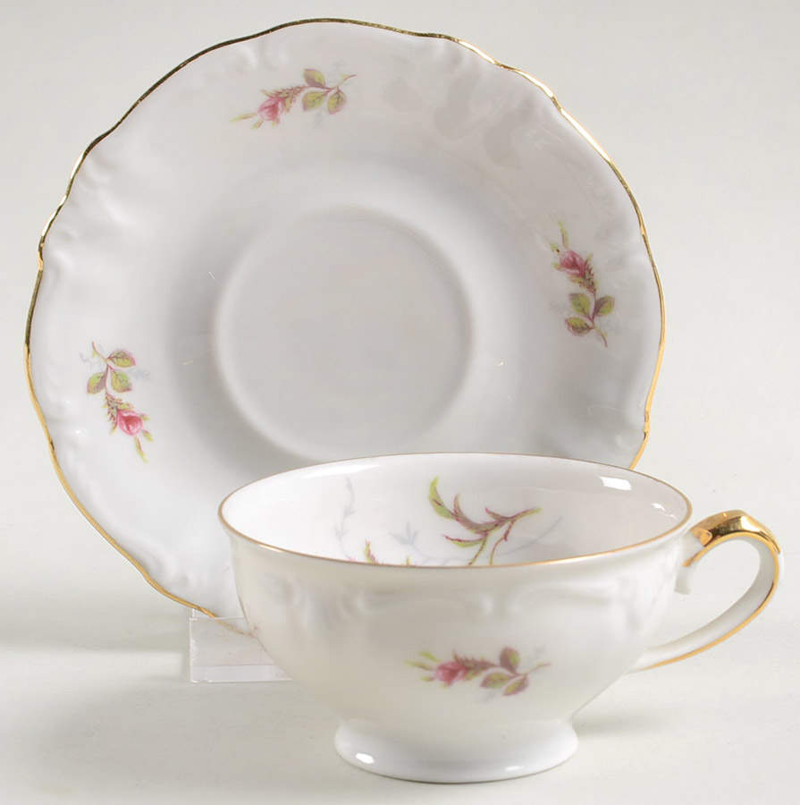 Moss Rose Footed Demitasse Cup & Saucer Set by Winterling - Bavaria-1