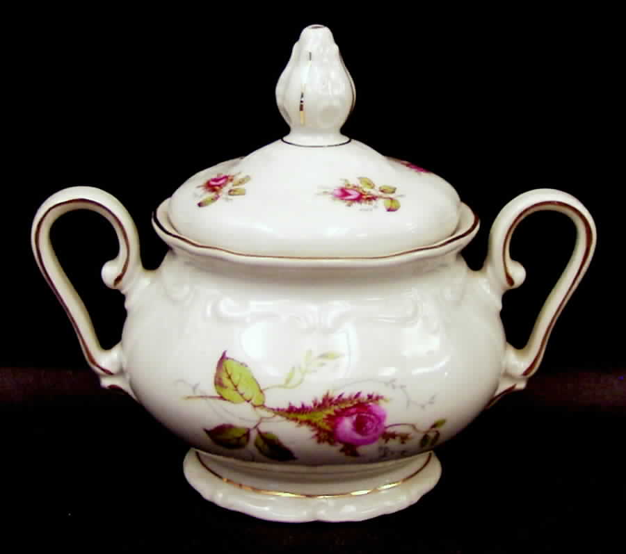 Moss Rose Sugar Bowl & Lid by Winterling - Bavaria-1