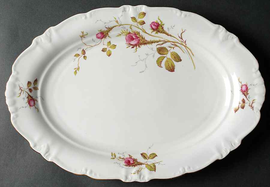 Moss Rose 15" Oval Serving Platter by Winterling - Bavaria-1