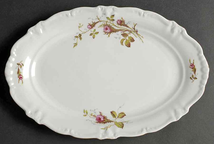 Moss Rose 13" Oval Serving Platter by Winterling - Bavaria-1