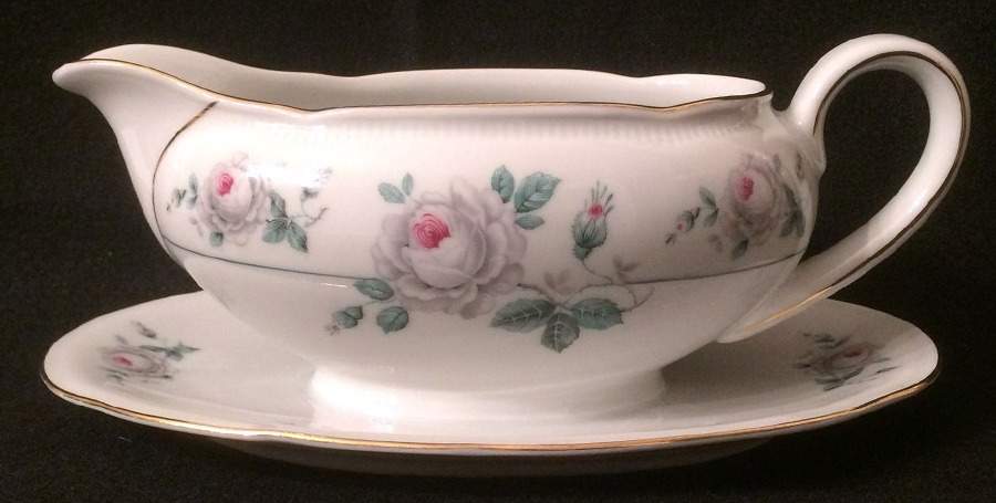 Rose Mist Gravy Boat with Attached Underplate by Winterling - Bavaria-1